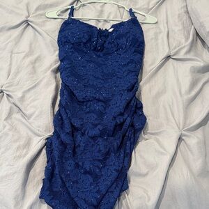 Emerald Sundae Blue Lace Mini Dress